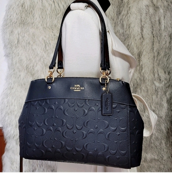 Coach Signature Leather Embossed Purse Bag 3in1 Covertable Designer Satchel - Picture 2 of 12